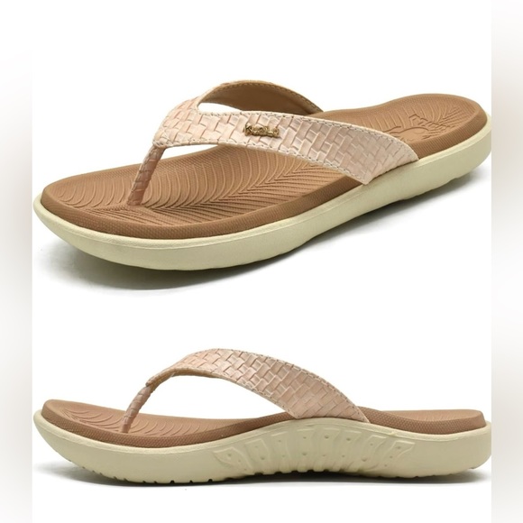 NWT Women Comfortable SlipOn Thong Flip Flops w/Cushion & Arch Support Beige 7.5 - Picture 1 of 5